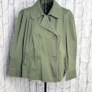 D.F.A. NEW YORK Green Cotton Double Breasted Jacket Large